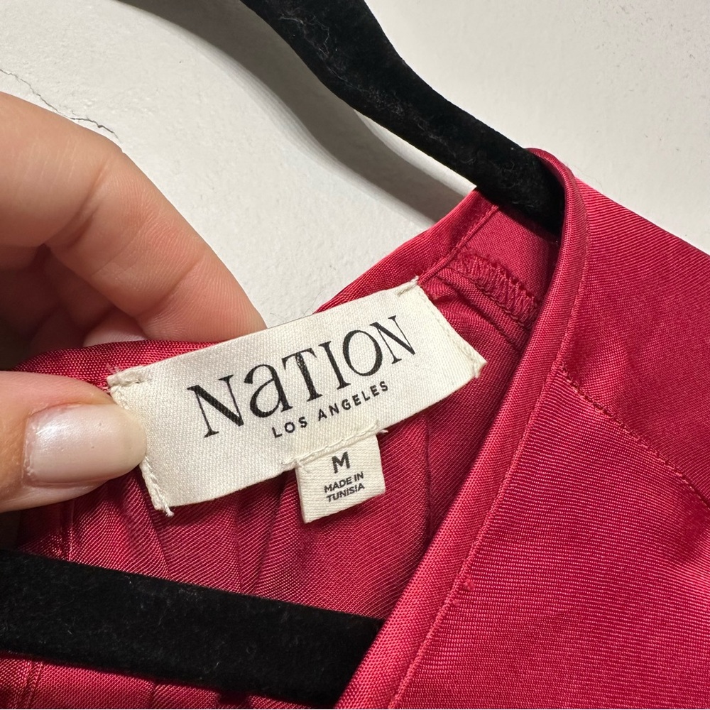 Nation LTD Eveline Raglan Satin Top in Raspberry Jam - Picture 6 of 8